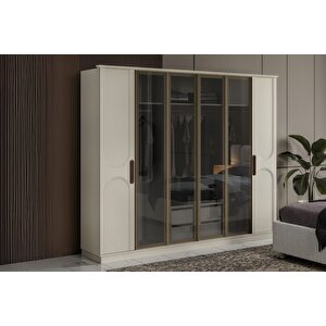 Rias Cream Reflekte Camlı Gardırop