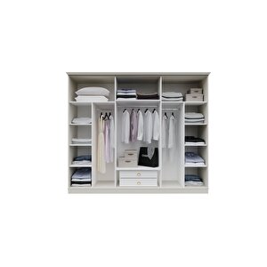 Rias Cream Reflekte Camlı Gardırop