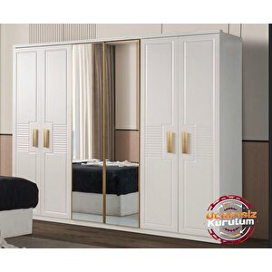 Jordan Tamamı Mdf Membran 6 Kapaklı Gardırop Dolap - Kurulum Dahil