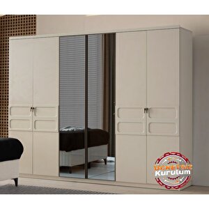 Malina Tamamı Mdf Membran 6 Kapaklı Gardırop Dolap - Kurulum Dahil