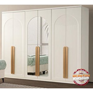 Asia Tamamı Mdf Membran 6 Kapaklı Gardırop Dolap