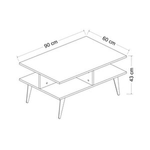 Dekorosso Poloo Ahşap Ayaklı Modern Dekoratif Orta Sehpa 90cm Beyaz