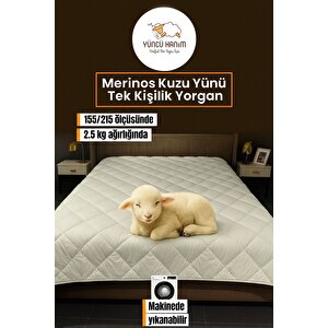 Tek Kişilik Merinos Kuzu Yünü Yorgan (%100 Doğal Meri̇nos Kuzu Yünü) 155 X 215 Cm Ebat