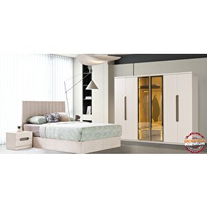 Fiabella Tamamı Mdf Membran 6 Kapaklı Gardırop Ve Yatak Odası Takımı ( Baza Hariç ) - Kurulum Dahil