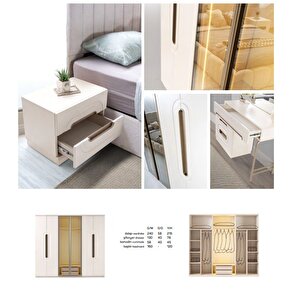 Fiabella Tamamı Mdf Membran 6 Kapaklı Gardırop Ve Yatak Odası Takımı ( Baza Hariç ) - Kurulum Dahil