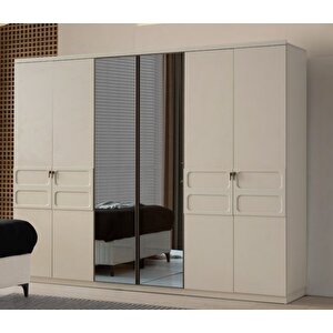 Malina Tamamı Mdf Membran 6 Kapaklı Gardırop Ve Yatak Odası Takımı (baza Hariç) - Kurulum Dahil