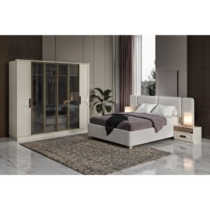 Rias Cream Reflekte Camlı Yatak Odası Takımı