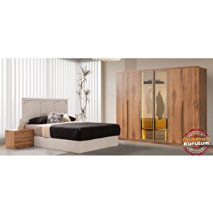 Lovina Tamamı Mdf 6 Kapaklı Gardırop Ve Yatak Odası Takımı - Kurulum Dahil