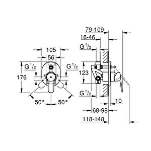 Bauedge Ankastre Banyo/duş Bataryası, Krom, 29039000