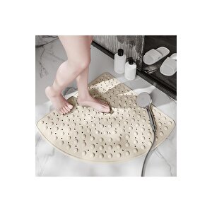 Duş Paspası Kaymaz Banyo Paspası Köşe Duş Vantuzlu Gider Delikli Latte 54x54 Cm M-163