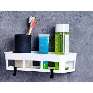 2 Li Yapışkanlı Mutfak Ve Banyo Rafı, Şampuan, Sabun, Duş Jeli Düzenleyici Beyaz Renk