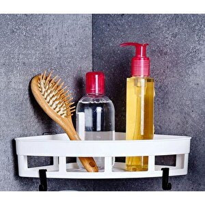 2 Li Yapışkanlı Mutfak Ve Banyo Rafı, Şampuan, Sabun, Duş Jeli Köşe Üçgen Düzenleyici Beyaz Renk