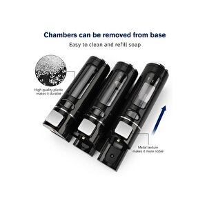 3 Adet Siyah 400 Ml Duvara Monte Manuel Sabunluk Banyo , Mutfak El Sıvı Şampuan Duş Jeli M-52