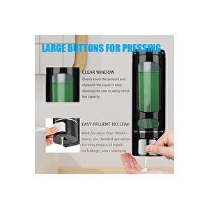 1 Adet Siyah 400 Ml Manuel Şampuan Sıvı Tutucu Banyo, Mutfak, Lavabo, Dezenfektanı Sabunluk M-52