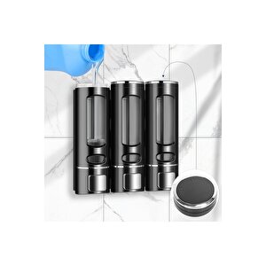 3 Adet Siyah 400 Ml Duvara Monte Manuel Sabunluk Sıvı Lavabo Sabunluk El Sabunu M-52