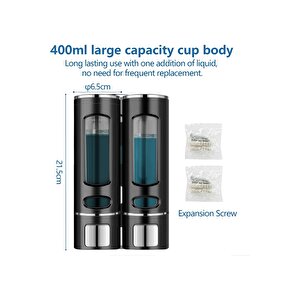 2 Adet Siyah Sıvı Sabunluk Plastik 400 Ml Duş Jeli Şampuan Şişesi Oteller, Banyo, Mutfak M-52