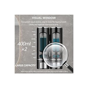 2 Adet Siyah Sıvı Sabunluk Plastik 400 Ml Duş Jeli Şampuan Şişesi Oteller, Banyo, Mutfak M-52