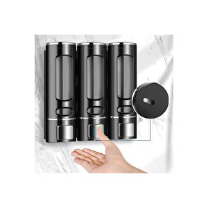 3 Adet Siyah 400 Ml Sabunluk Duvara Monte Şeffaf Sıvı Plastik Ve Mutfak Banyo Şişesi M-52