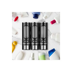 3 Adet Siyah 400 Ml Sabunluk Duvara Monte Şeffaf Sıvı Plastik Ve Mutfak Banyo Şişesi M-52