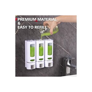 3 Adet Sıvı Sabunluk Plastik 400 Ml Duş Jeli Deterjan Şampuan Şişesi Oteller, Hastane, Banyo Mutfak