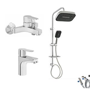 Win S Banyo Bataryası + Lavabo Bataryası + Doppo Prime Lux Tepe Duş Sistemi