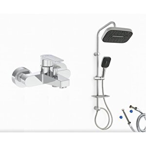 Flow Square Banyo Bataryası + Doppo Prime Lux Tepe Duş Sistemi