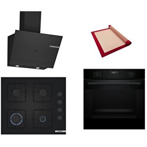 Siyah 3 Lü Ankastre Set 444 ( Hua717ba0t - Pop6c6p30o - Dwk67pj60t ) - Buhar Destekli - Pişirme Matı Ile