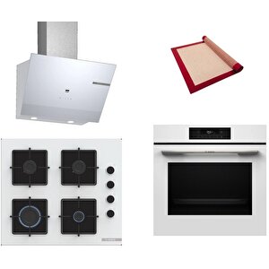 Beyaz 3 Lü Ankastre Set 455 ( Hjg852yw0t - Pop6c2p30o - Dwk67pj20t ) - 3d Fry Hava Ile Kızartma - Pişirme Matı Ile