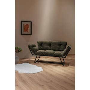 Softorm Yatak Olabilen Mekanizmalı Kolları Yatan Ikili Kanepe Koltuk Yeşil Yeşil