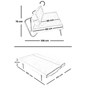 Tena Yataklı Üçlü Kanepe | Dayanıklı Ve Ergonomik Tasarım, Yüksek Kalite, Şık, Konforlu - Gri