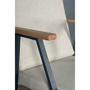 Tork Keten Sallanan Koltuk | Dinlenme & Tv Koltuğu | Ergonomik Ahşap Detaylı Sallanan Sandalye