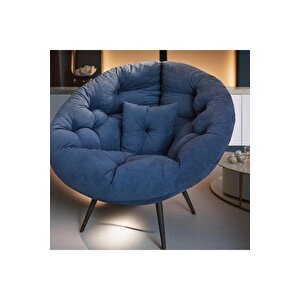 Chic Modern Berjer | Tay Tüyü Kumaşlı Ergonomik Tekli Koltuk | Kitap Okuma & Rahat Dinlenme Koltuğu Lacivert