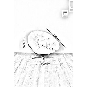 Ronin 360 Derece Döner Mekanizmalı Berjer Tekli Koltuk - Modern Ve Şık Tasarım - Krem