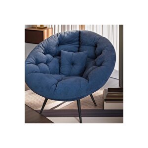 Elite Milano Modern Tekli Berjer – Ergonomik Dinlenme Ve Okuma Koltuğu | Lüks Tay Tüyü Döşeme Lacivert