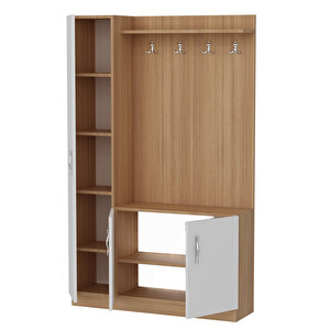 Naturel Portmanto Teak Beyaz
