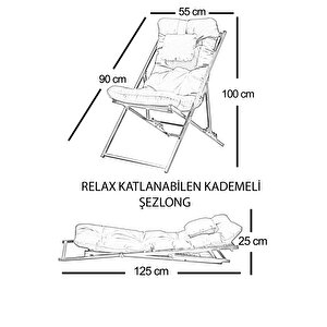 Relax Katlanabilen Şezlong Katlanır Sandalye Bahçe Balkon Teras Dinlenme Şezlongu Sarı