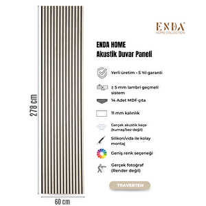 Mdf Akustik Panel 60×278 Cm 11 Mm – Traverten Traverten