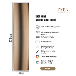 Mdf Akustik Panel 60×278 Cm 11 Mm – Toga Gold Krem