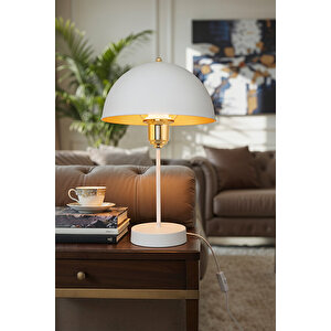 Roma Abajur Beyaz-gold Kuka-beyaz Gold