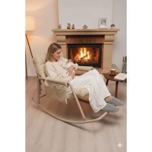 Roket Sallanan Sandalye, Minderli Dinlenme Koltuğu Sallanır Koltuk Berjer Cappucino