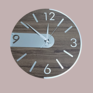 Ahşap Mdf Dekoratif Aynalı Pleksili 40 Cm Duvar Saati