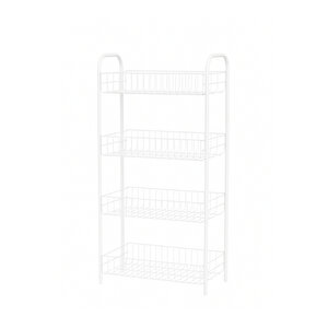 4 Katlı Beyaz Çok Amaçlı Metal Raf, Mutfak Raf, Banyo Raf, Düzenleyici 80x40x23