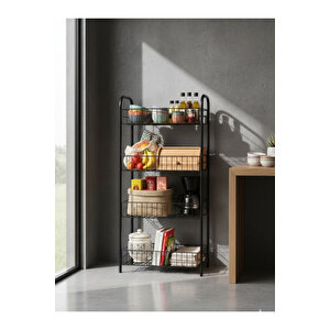 4 Katlı Çok Amaçlı Metal Raf, Mutfak Raf, Banyo Raf, Düzenleyici 80x40x23