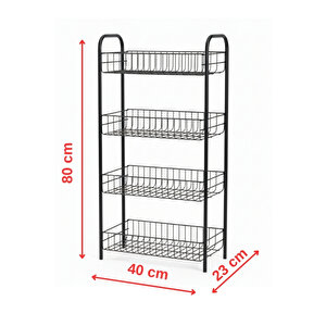 4 Katlı Çok Amaçlı Metal Raf, Mutfak Raf, Banyo Raf, Düzenleyici 80x40x23