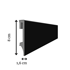 Espumo Suya Dayanıklı Kompozit Süpürgelik 8 Cm - 2,40 Metre - Siyah - Esp206