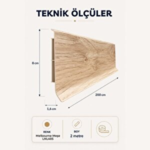 Linela Suya Dayanıklı Pvc Süpürgelik 8 Cm - Melbourne Meşe - Lnl405