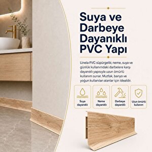 Linela Suya Dayanıklı Pvc Süpürgelik 8 Cm - Melbourne Meşe - Lnl405