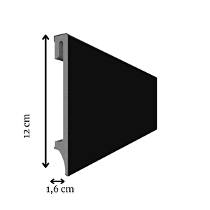 Espumo Suya Dayanıklı Kompozit Süpürgelik 12 Cm - 2,40 Metre - Siyah - Esp506