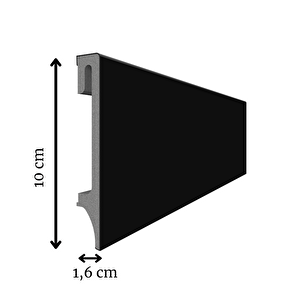 Espumo Suya Dayanıklı Kompozit Süpürgelik 10 Cm - 2,40 Metre - Siyah - Esp406