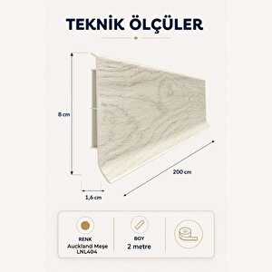 Linela Suya Dayanıklı Pvc Süpürgelik 8 Cm - Auckland Meşe - Lnl404